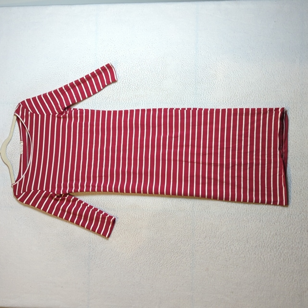 Heart & Hips‎ Juniors Red & White Striped Bodycon 3/4 Sleeve Midi Dress Size S